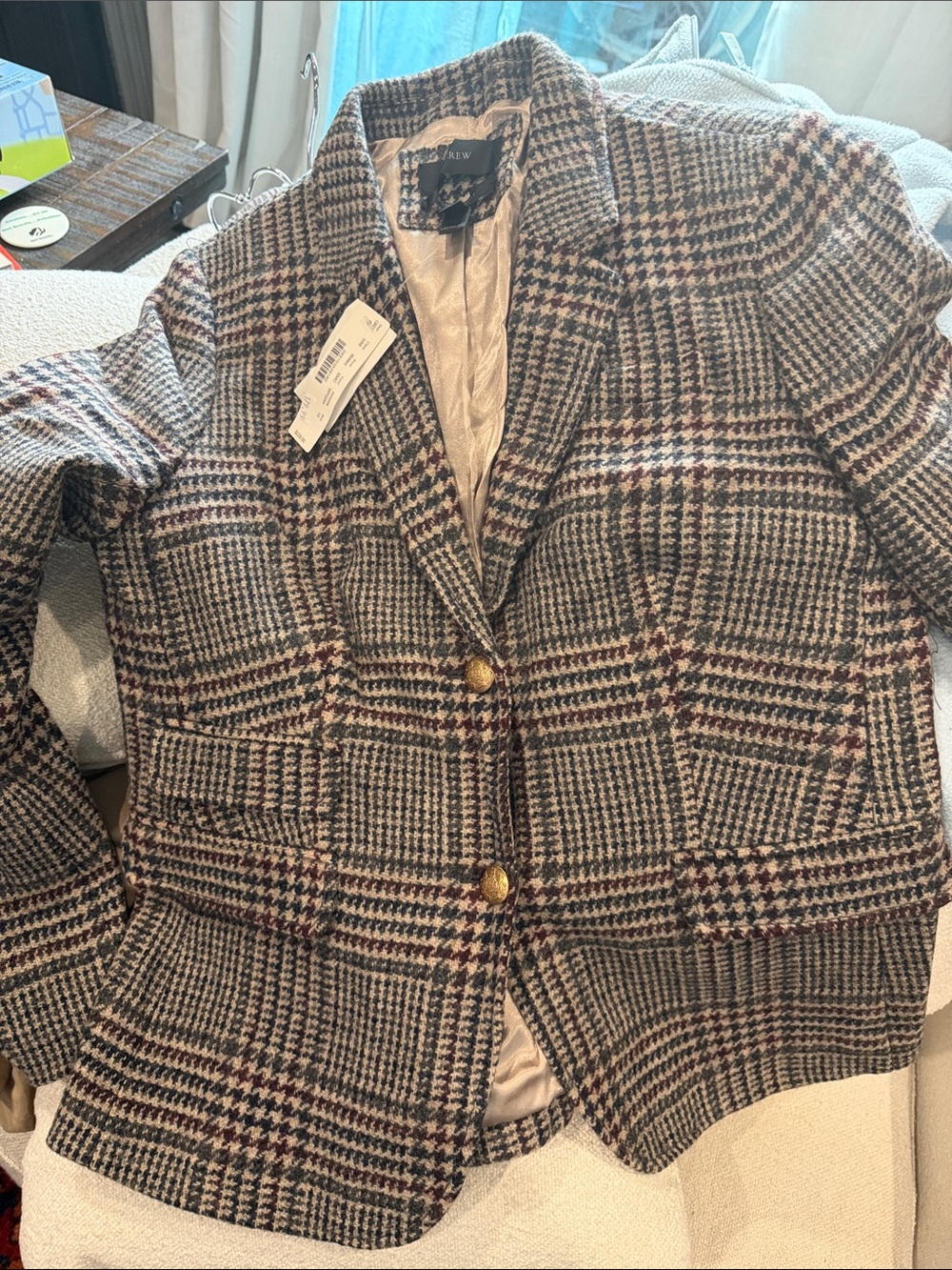 J Crew Women's Plaid Wool-Blend Blazer Jacket - size 10
